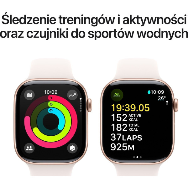 Apple Watch Series 10 GPS 46mm Rose Gold Aluminium Case | Light Blush Sport Band - S/M