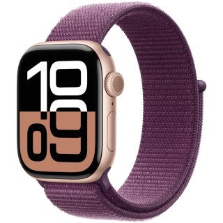 Apple Watch Series 10 GPS 42mm Rose Gold Aluminium Case with Plum Sport Loop