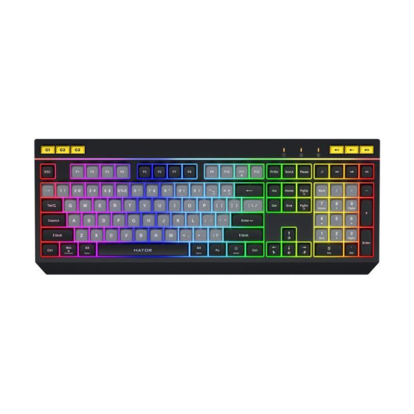 Klawiatura dla graczy Hator Icefall czarna membranowa (klawisze czarno-szare)