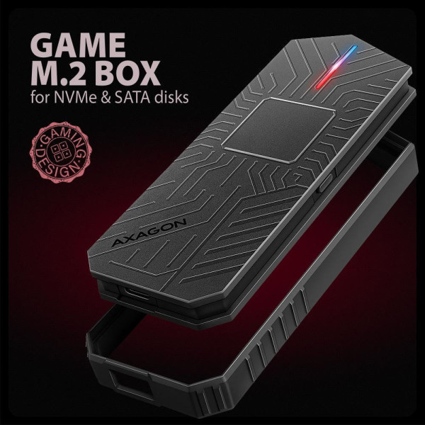 Obudowa zewnętrzna Axagon do dysków M.2 NVMe & SATA SSD / USB-C 3.2 G2 czarna