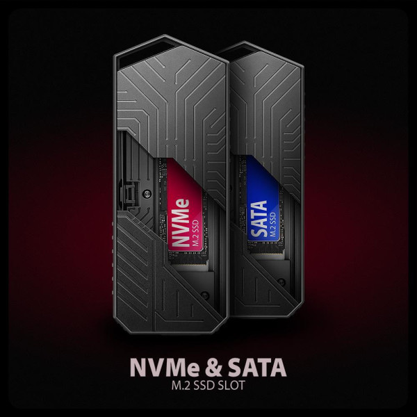 Obudowa zewnętrzna Axagon do dysków M.2 NVMe & SATA SSD / USB-C 3.2 G2 czarna