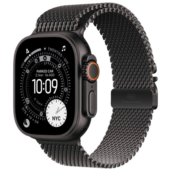 Apple Watch Ultra 3 GPS + Cellular 49mm Black Titanium Case | Black Titanium Milanese Loop - M
