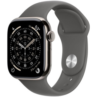 Apple Watch Series 11 GPS + Cellular 42mm Natural Titanium Case | Stone Grey Sport Band - M/L