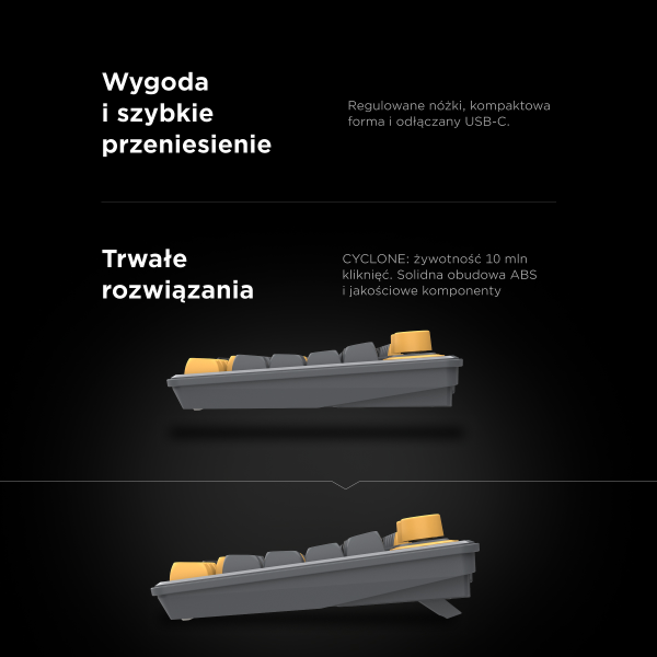 Rampage klawiatura gamingowa CYCLONE KNOB RGB 90%