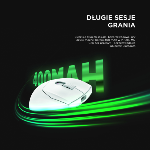Rampage Prote M5 mysz bezprzewodowa 24000 DPI RGB LED 1K Hz biała