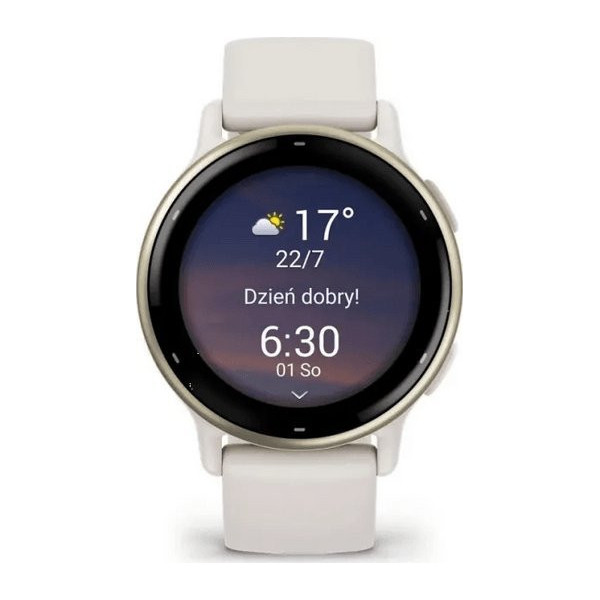 Garmin vivoactive 5 z czujnikiem tętna HRV Elevate Ox (kremowozłota ramka / jasnobeżowa koperta / jasnobeżowyy pasek)