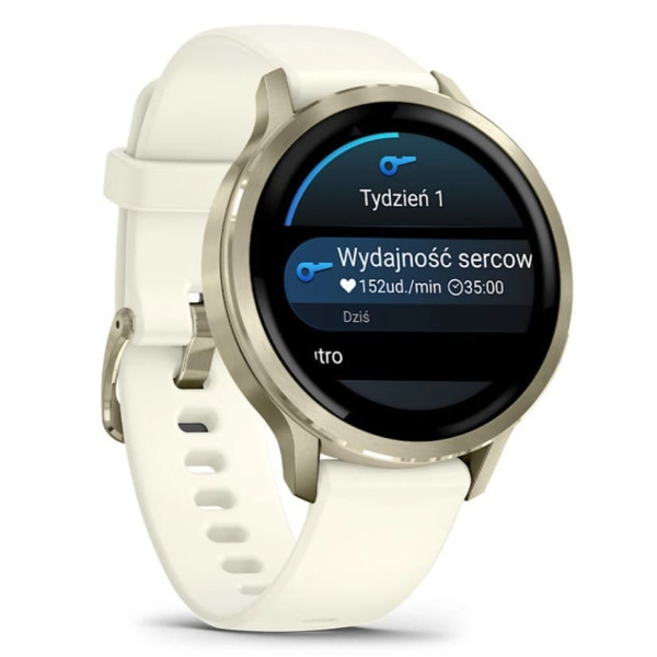 Garmin Venu 4 41mm Lunar Gold z silikonowym paskiem w kolorze Bone
