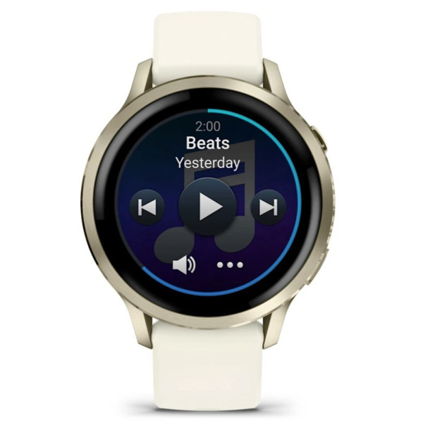 Garmin Venu 4 41mm Lunar Gold z silikonowym paskiem w kolorze Bone