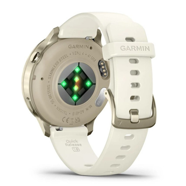 Garmin Venu 4 41mm Lunar Gold z silikonowym paskiem w kolorze Bone