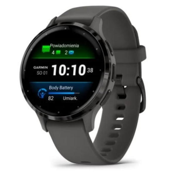 Garmin Venu 3S z czujnikiem tętna HRM Elevate Ox (grafitowa ramka / kamiennoszara koperta / kamiennoszary pasek)