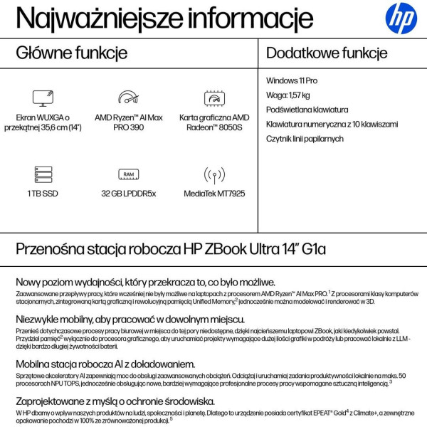 Mobilna stacja robocza HP ZBook Fury 16 G1i C8JH7ET Ultra 9 285HX 16" WUXGA 32GB 1000SSD RTX Pro 3000 W11Pro