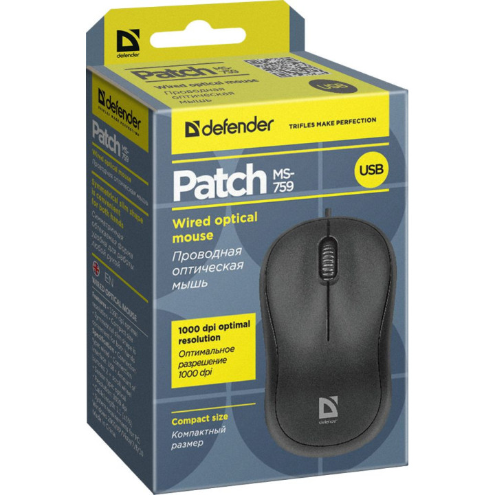 DEFENDER MYSZ PATCH MS-759 OPTICAL 1000DPI 3P CZARNA 52759