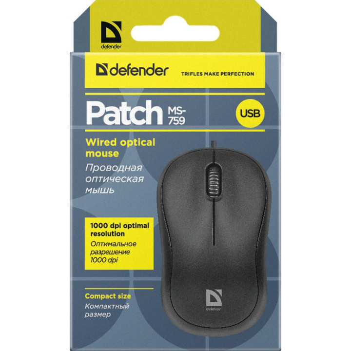 DEFENDER MYSZ PATCH MS-759 OPTICAL 1000DPI 3P CZARNA 52759
