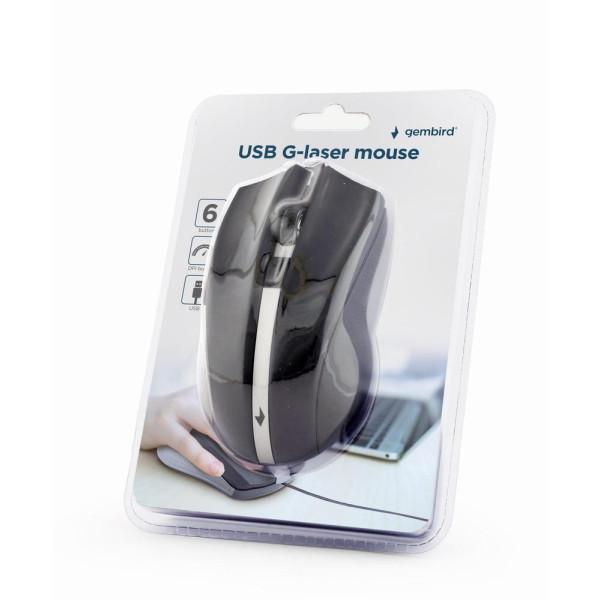 GEMBIRD MYSZ MUS-GU-02 USB G-LASER 2400DPI 6-PRZYCISKÓW CZARNA