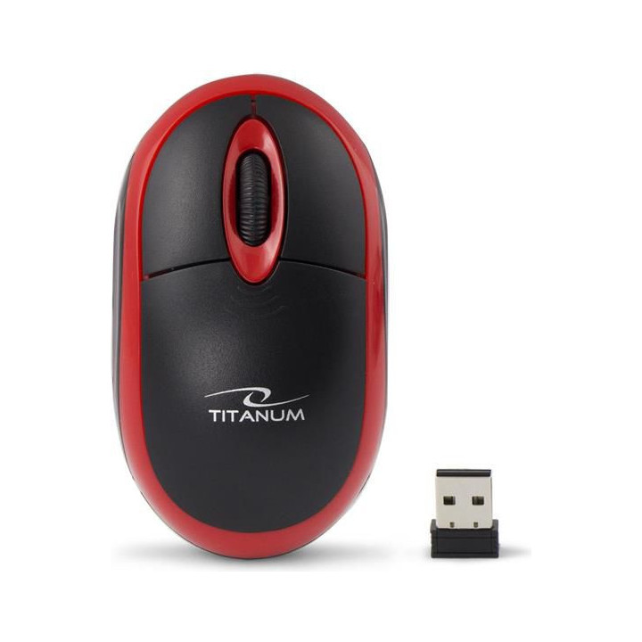 Mysz komputerowa TITANUM VULTURE TM116R (optyczna; 1000 DPI; kolor czarny kolor czerwony)
