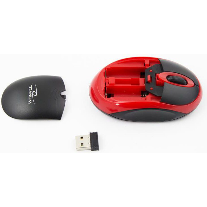 Mysz komputerowa TITANUM VULTURE TM116R (optyczna; 1000 DPI; kolor czarny kolor czerwony)