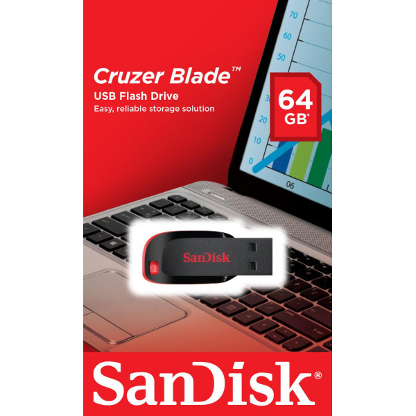 Pendrive SanDisk Cruzer Blade SDCZ50-064G-B35 (64GB; USB 2.0; kolor czarny)