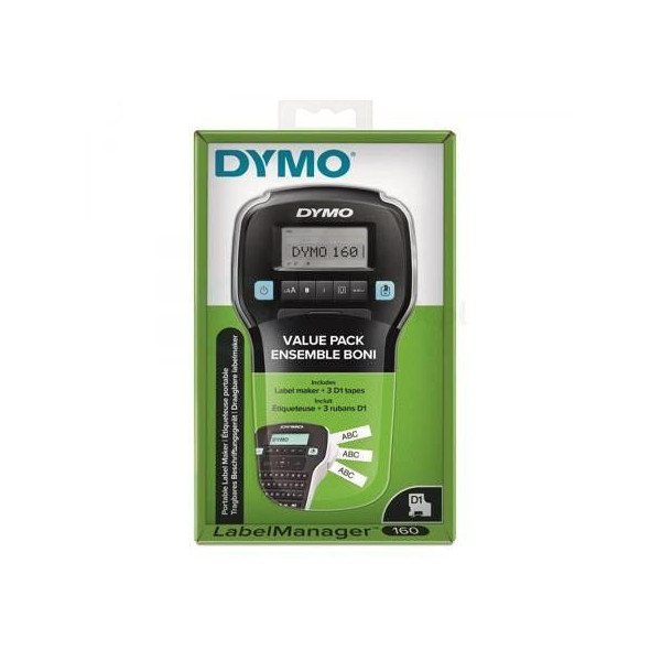 Dymo- drukarka etykiet LM 160 Value Pack+3xS0720530 taśma D1 czarna/biała 12mm