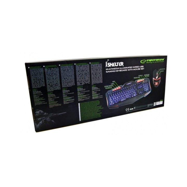 Zestaw klawiatura + mysz membranowa Esperanza EGK3000 (USB 2.0; kolor czarny; optyczna)