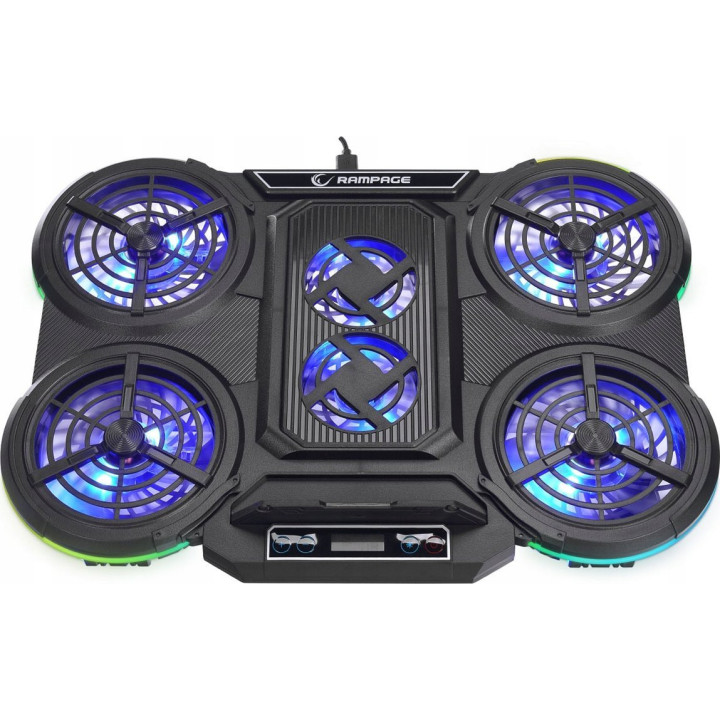 Rampage PROTE R6 - Podstawka chłodząca pod laptop 10-17", RGB, regulowana