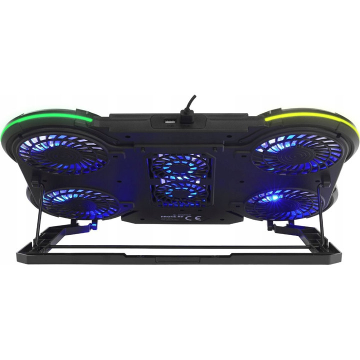 Rampage PROTE R6 - Podstawka chłodząca pod laptop 10-17", RGB, regulowana