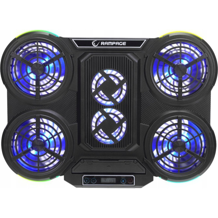 Rampage PROTE R6 - Podstawka chłodząca pod laptop 10-17", RGB, regulowana