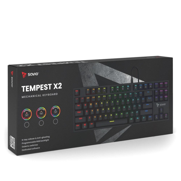 SAVIO KLAWIATURA MECHANICZNA RGB  OUTEMU BROWN TEMPEST X2