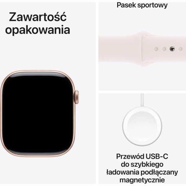 Apple Watch Series 10 GPS 42mm Rose Gold Aluminium Case with Light Blush Sport Band - S/M
