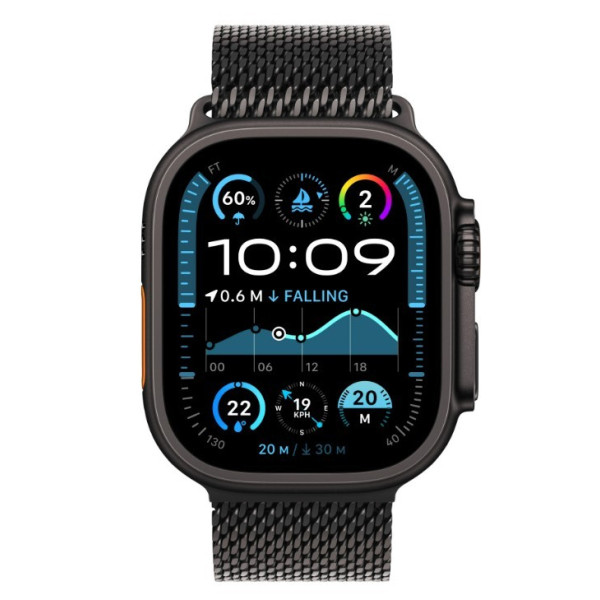 Apple Watch Ultra 2 GPS + Cellular 49mm Black Titanium Case | Black Titanium Milanese Loop - M