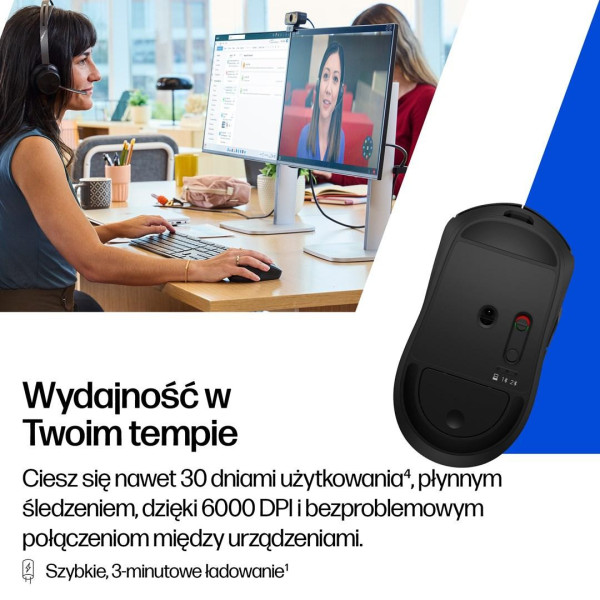 Mysz HP 700 Rechargeable  Mouse Black bezprzewodowa z akumulatorem czarna AZ7B0AA
