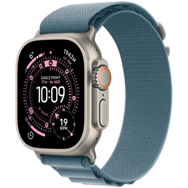 Apple Watch Ultra 3 GPS + Cellular 49mm Natural Titanium Case | Light Blue Alpine Loop - Large