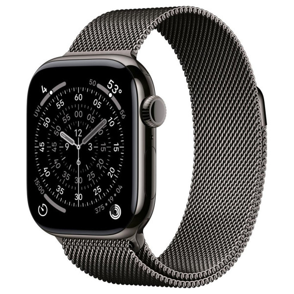 Apple Watch Series 11 GPS + Cellular 42mm Slate Titanium Case | Slate Milanese Loop