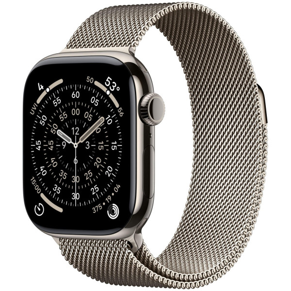 Apple Watch Series 11 GPS + Cellular 42mm Natural Titanium Case | Natural Milanese Loop
