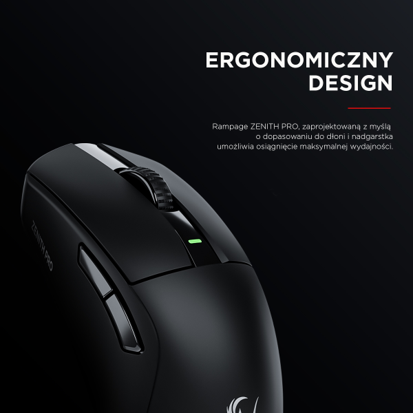 Rampage Zenith Pro Black mysz bezprzewodowa 26000 DPI czarna + odbiornik 4 Khz PAW3395 BT 5.2