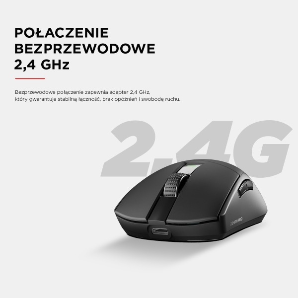 Rampage Zenith Pro Black mysz bezprzewodowa 26000 DPI czarna + odbiornik 4 Khz PAW3395 BT 5.2