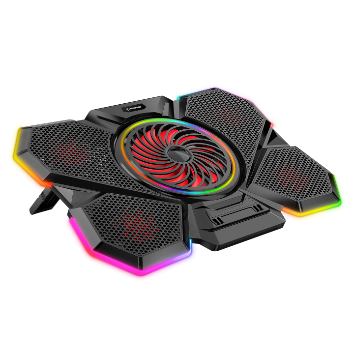 Rampage Podstawka chłodząca pod laptop 9-17'' COOLFLOW RGB regulowana czarna