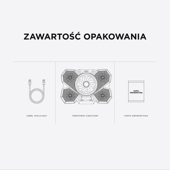 Rampage Podstawka chłodząca pod laptop 9-17'' COOLFLOW RGB regulowana czarna