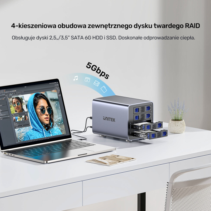 4-dyskowa obudowa RAID 0/1/5/10 / JBOD/ PM Unitek