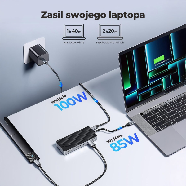 Orico Stacja dokująca USB-C z obudową na dysk M.2, 10 Gbps, HDMI 4K 60Hz