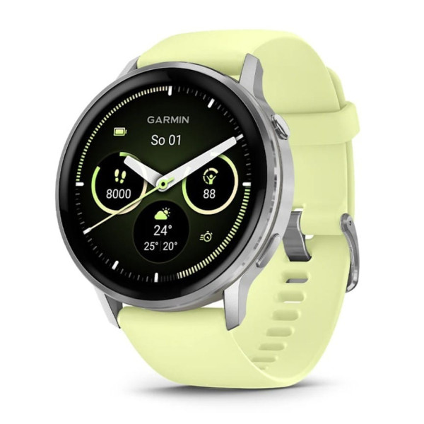 Garmin Venu 4 45mm Silver z silikonowym paskiem w kolorze Citron