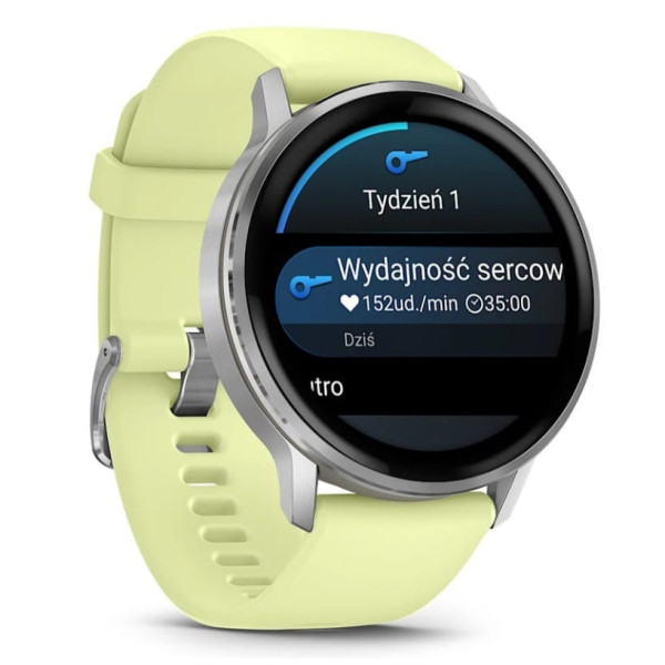 Garmin Venu 4 45mm Silver z silikonowym paskiem w kolorze Citron