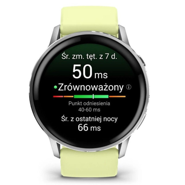 Garmin Venu 4 45mm Silver z silikonowym paskiem w kolorze Citron