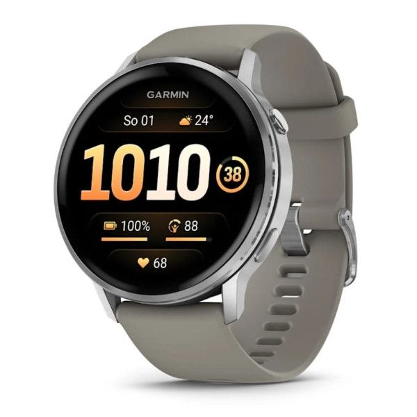 Garmin Venu 4 45mm Silver z silikonowym paskiem w kolorze Silver Gray