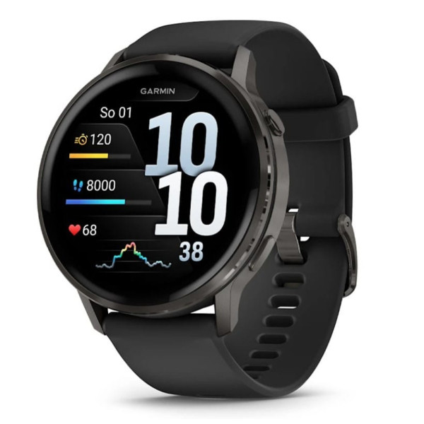 Garmin Venu 4 45mm Slate z silikonowym paskiem w kolorze Black