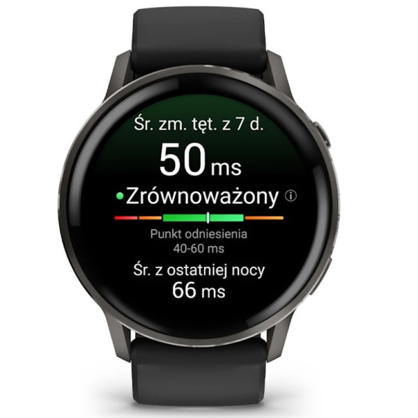 Garmin Venu 4 45mm Slate z silikonowym paskiem w kolorze Black