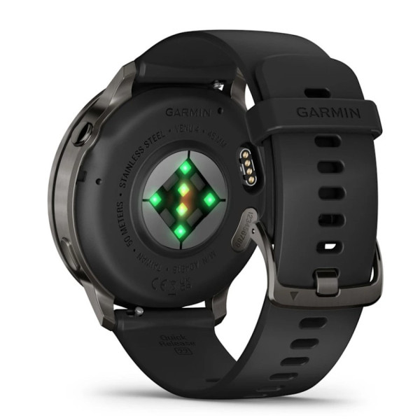 Garmin Venu 4 45mm Slate z silikonowym paskiem w kolorze Black