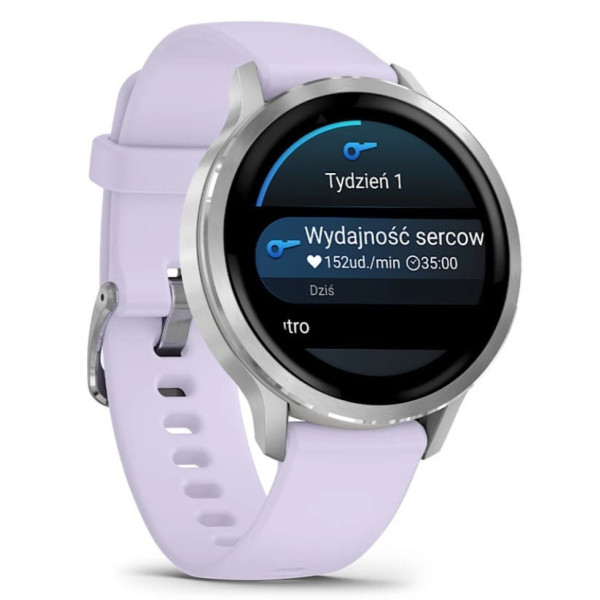 Garmin Venu 4 41mm Silver z silikonowym paskiem w kolorze Periwinkle