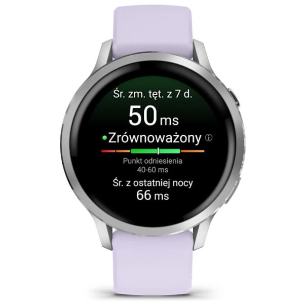 Garmin Venu 4 41mm Silver z silikonowym paskiem w kolorze Periwinkle
