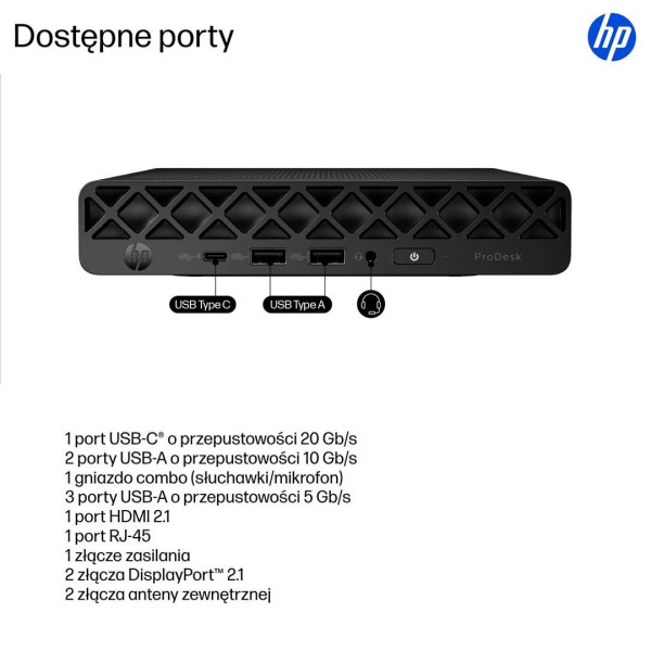 Komputer HP ProDesk 4 Mini G1i BY7D1ET Ultra 7 265T 16GB 1000SSD W11Pro