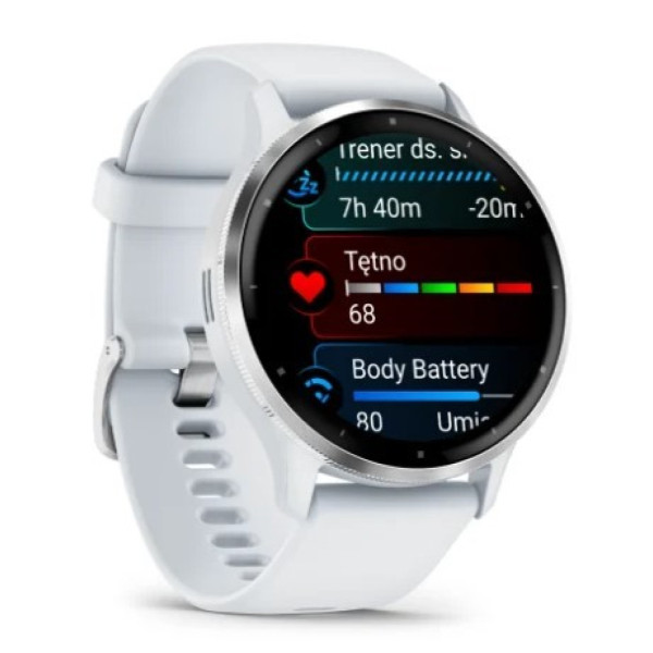 Garmin Venu 3 z czujnikiem tętna HRM Elevate Ox (srebrna ramka / kamiennobiała koperta / kamiennobiały pasek)
